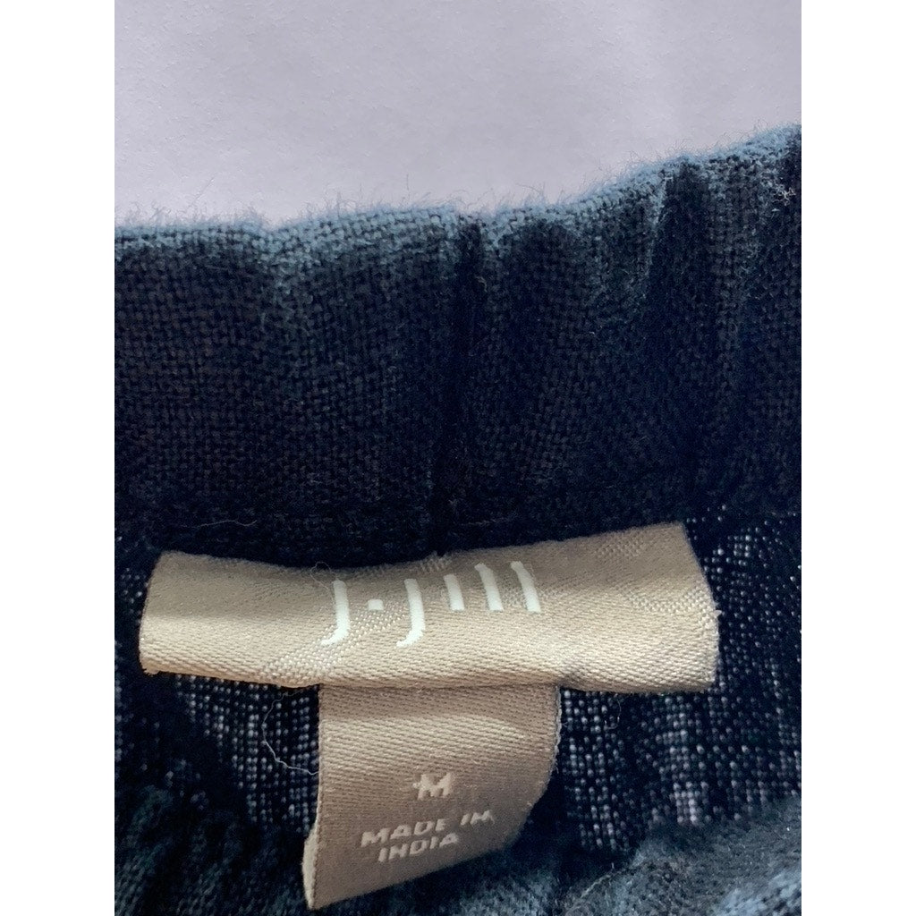 J.JILL Women's Black Solid Elastic Waist Pull-On Linen Cropped Pant SZ M
