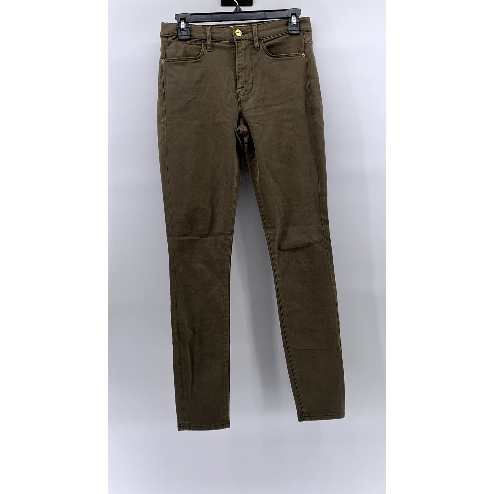 FRAME Women's Washed Army Green Le High Skinny Regular-Fit Jeans SZ 27