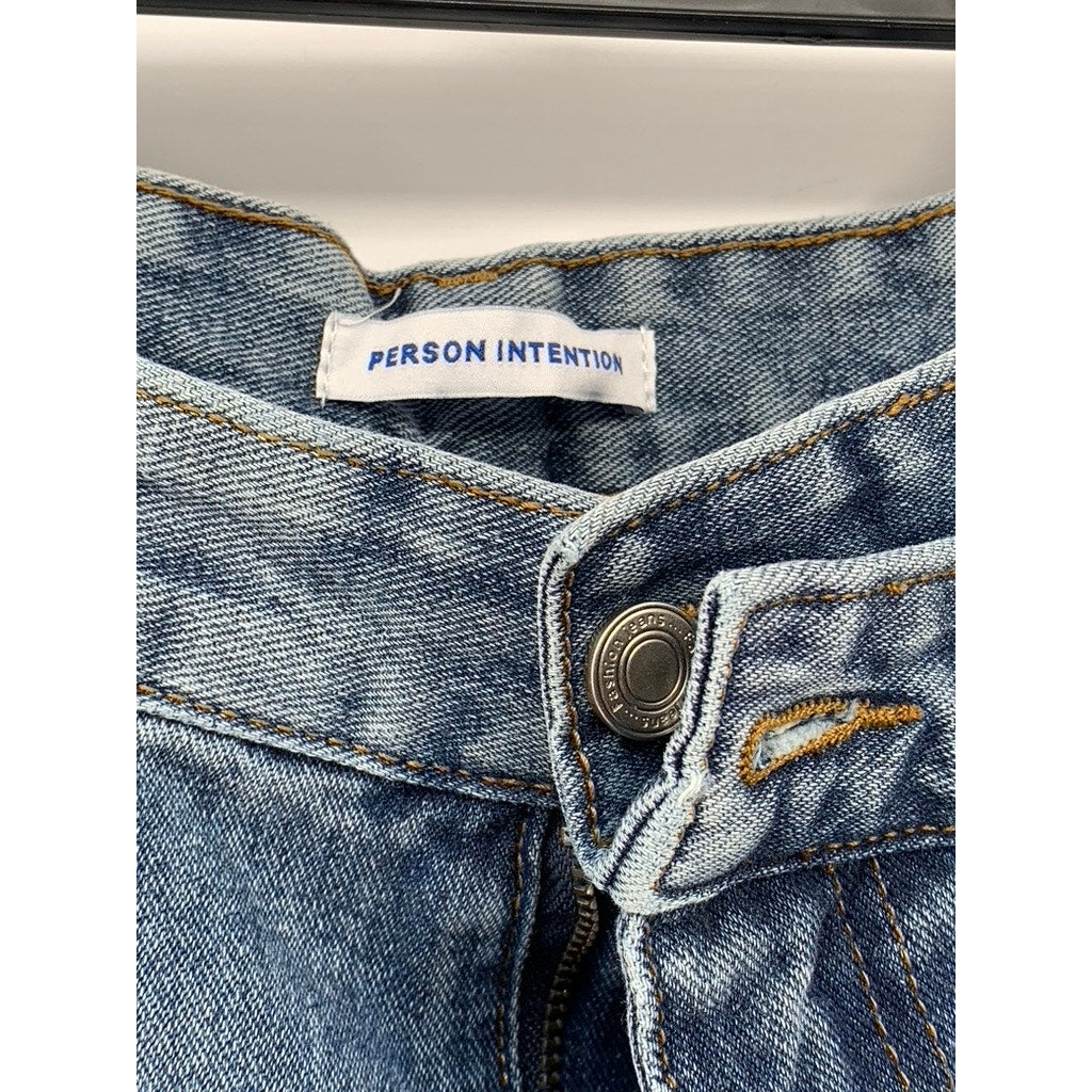 PERSON INTENTIONS Men's Blue Denim Wide-Slit Leg Baggy-Fit Jeans SZ XL