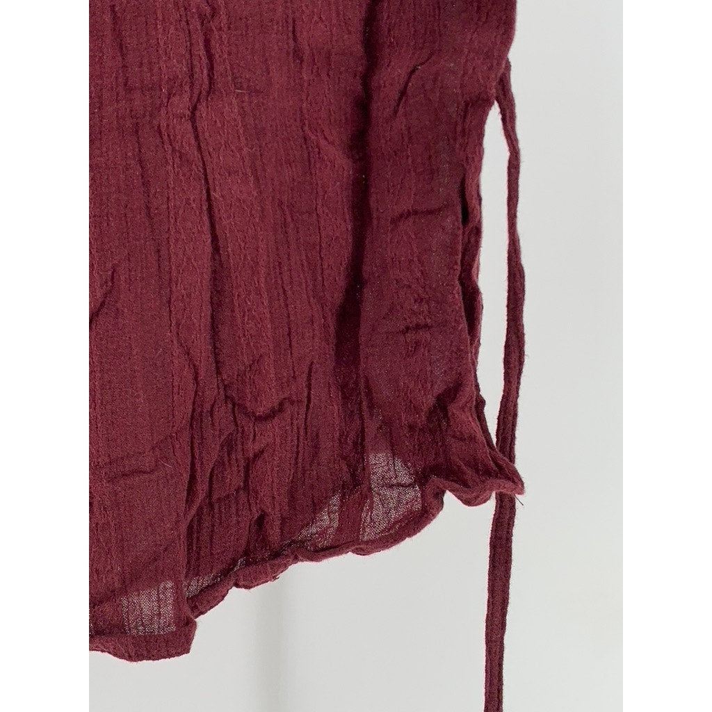 A.N.A A NEW APPROACH Women's Burgundy Knit Sleeveless Button-Up Top SZ L
