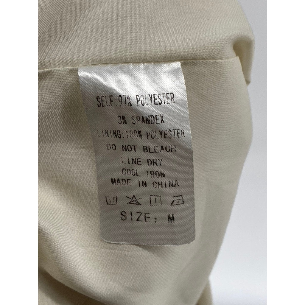 SUNDAYS Women's Beige V-Neck Scrunched Strappy Open Back Fit & Flare Dress SZ M