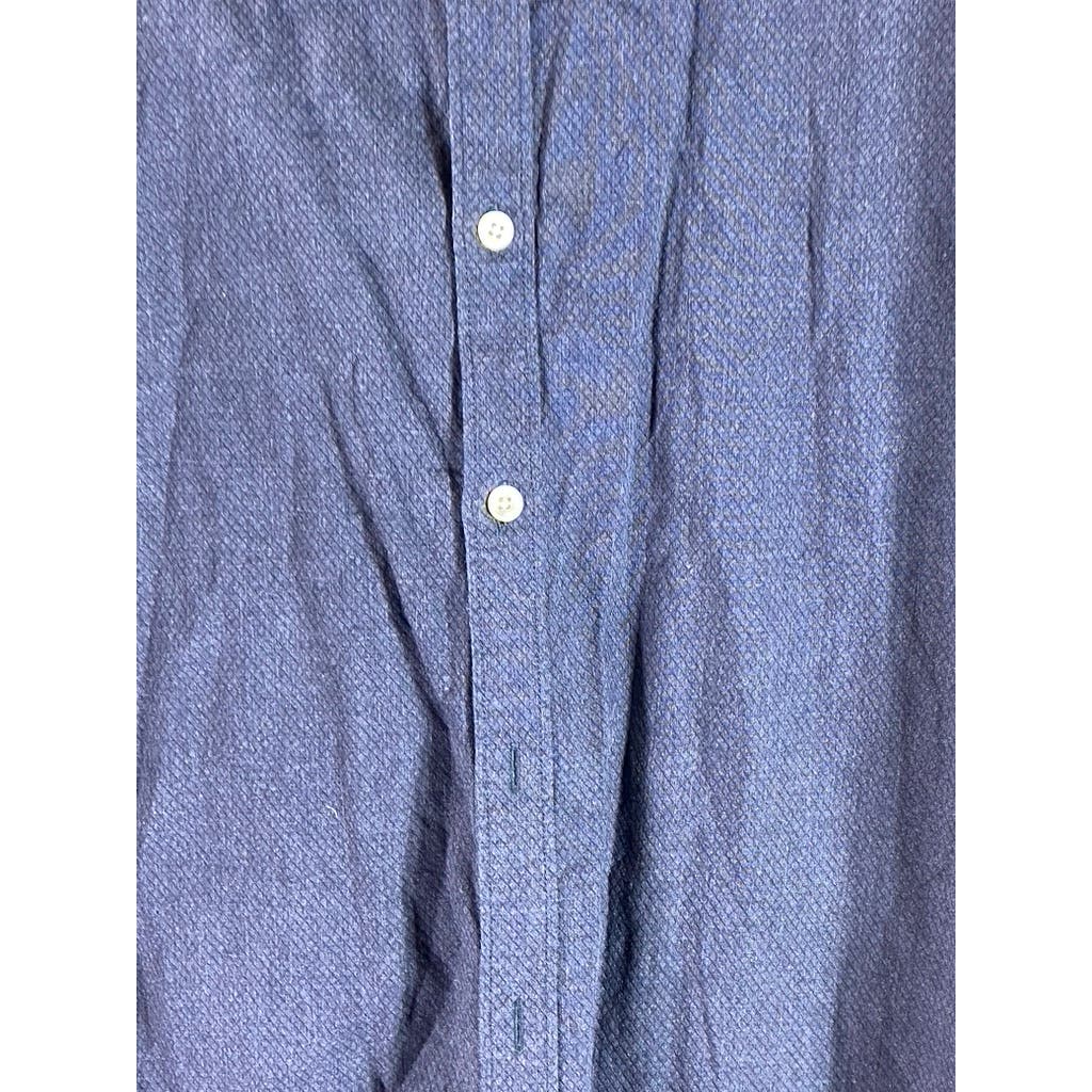 STITCH NOTE Men's Navy Egyptian Cotton Button-Down Long Sleeve Shirt SZ L