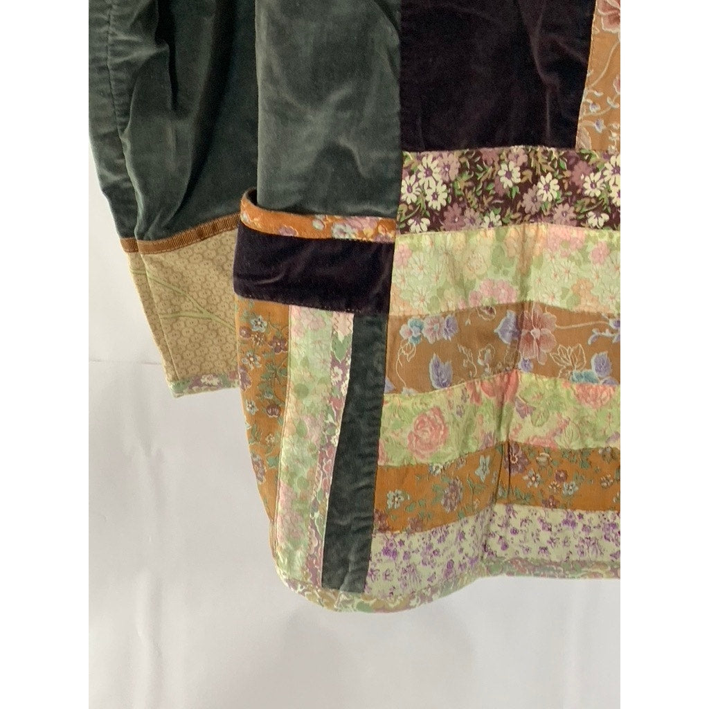 PENELOPE HYDE Women's Multi Velvet Quilted Floral Loop-Button Jacket SZ M