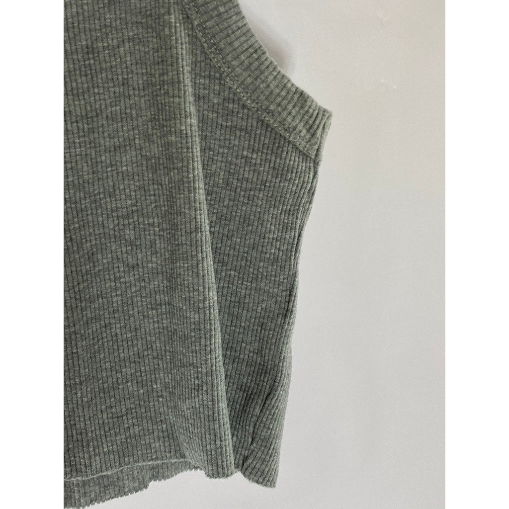WSLY Women's Dark Gray Ribbed Crewneck Sleeveless Tank Top SZ XS