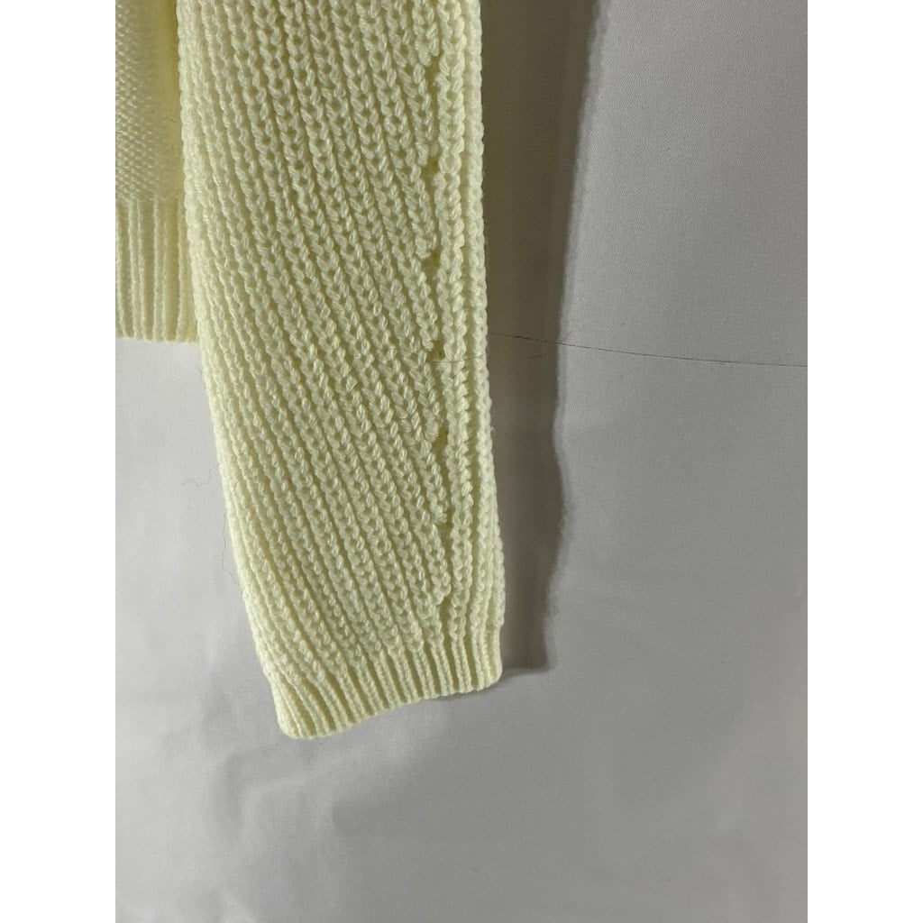 ALMOST FAMOUS Women’s Cream Cable Knit Crewneck Long Sleeve Sweater SZ L