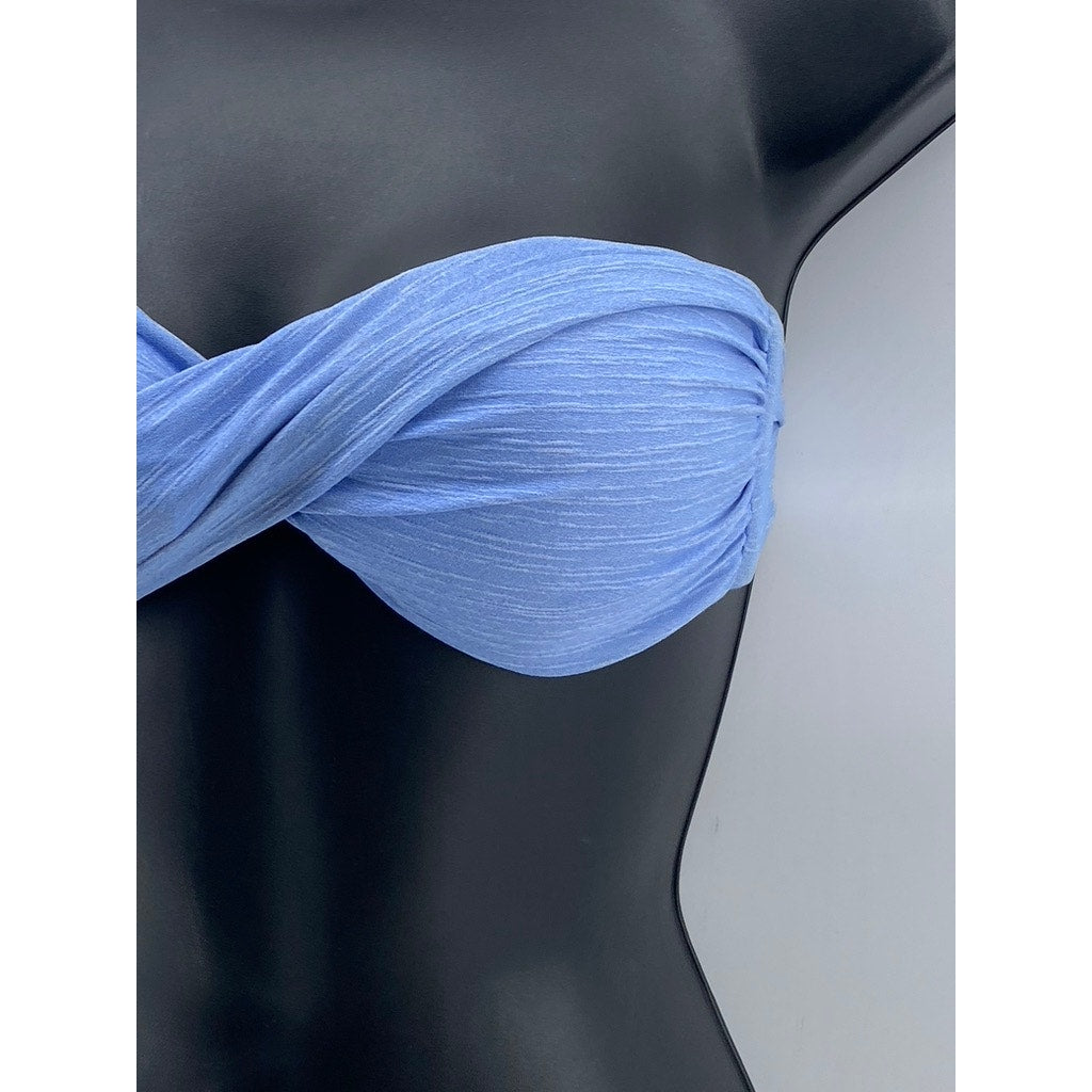 HEIDI KLEIN Women's Blue Textured Strapless Twist Front Tie-Back Bikini Top SZ 1