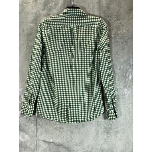 J.CREW Men's Green Gingham Secret Wash Cotton Slim-Fit Button-Up Shirt SZ M