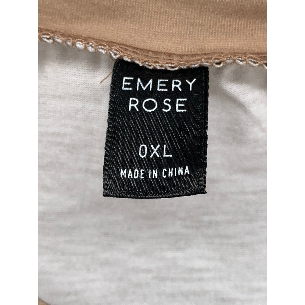 EMERY ROSE Women's Tan Leopard Print Glitter Bolt Top SZ 0XL