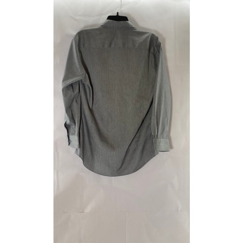 ELLE HOMME Men's Grey Slim-Fit Button-Up Long Sleeve Shirt SZ S