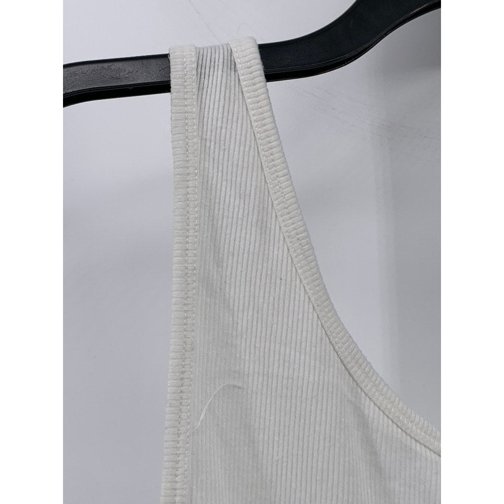 GAP Women’s White Rib Sleeveless Casual Henley Top SZ M
