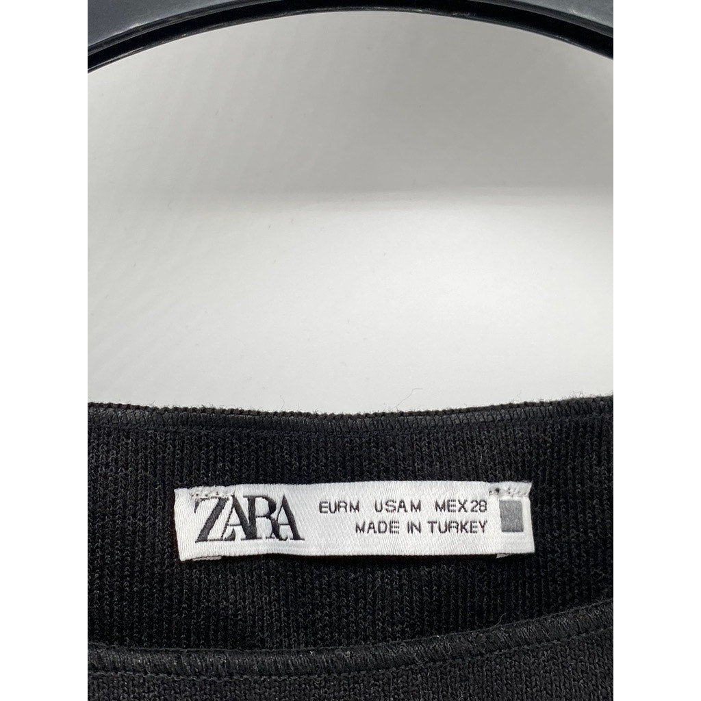 ZARA Women's Black Knit Crewneck Sleeveless Bodycon Mini Dress SZ M