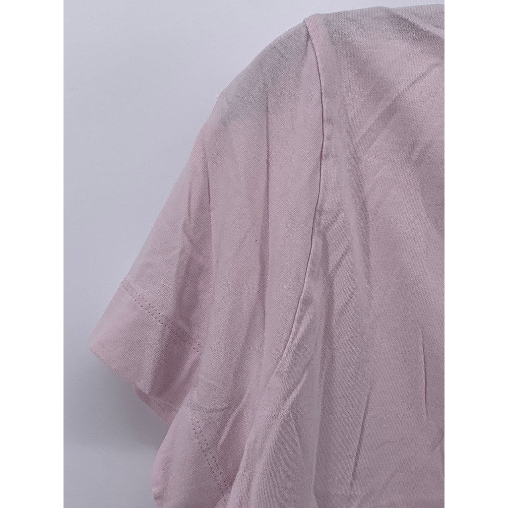 WILFRED FREE Women's Light Pink Solid Crewneck Short Sleeve Cropped Top SZ L