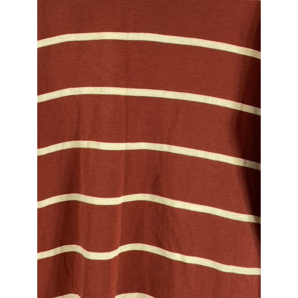 UNTUCKIT Men's Red/Yellow Julius Striped Regular-Fit Long Sleeve Polo Shirt SZ M