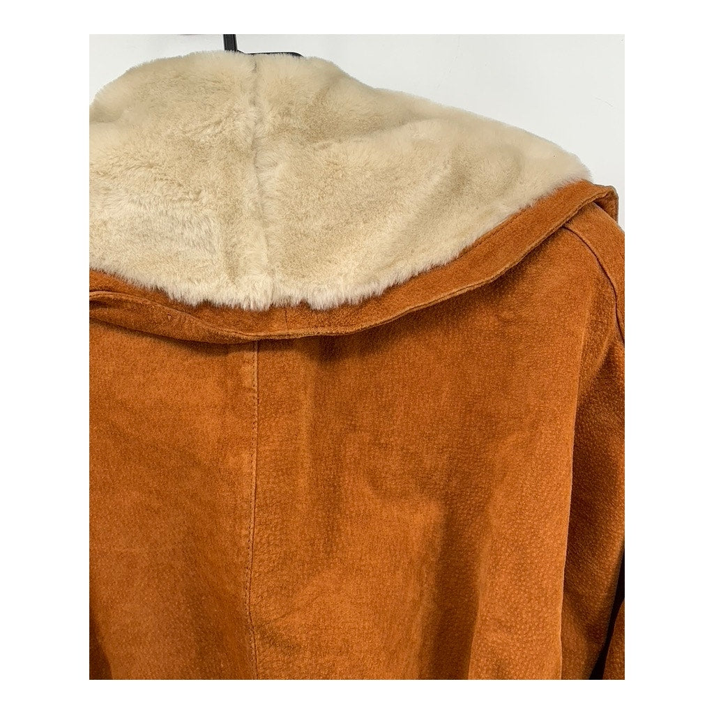 WILSONS THE LEATHER EXPERTS Women's Vintage Cognac Belted Coat SZ L