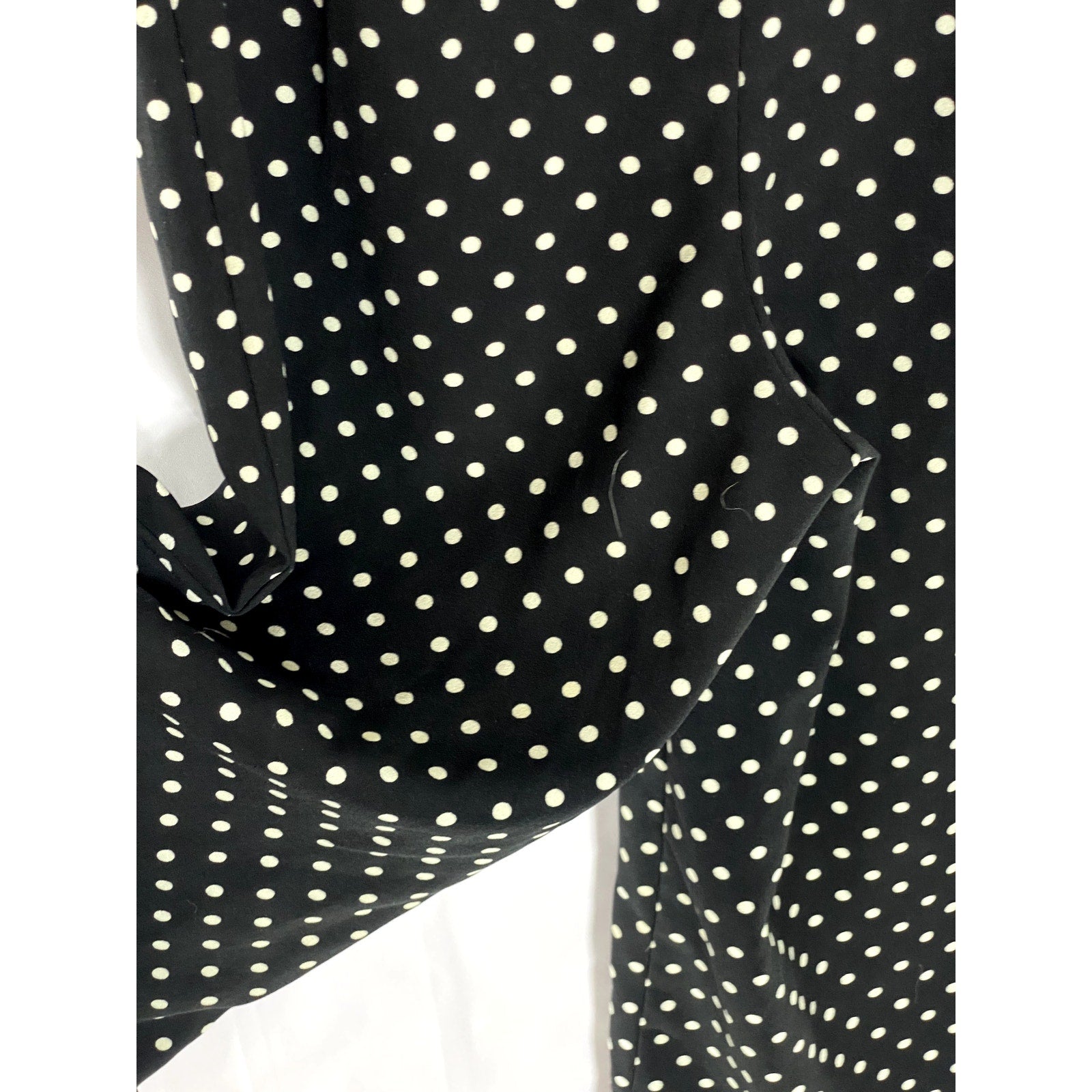 ZARA Women's Black-White Polka Dot V-Neck Long-Sleeve Cropped Jumpsuit SZ XS