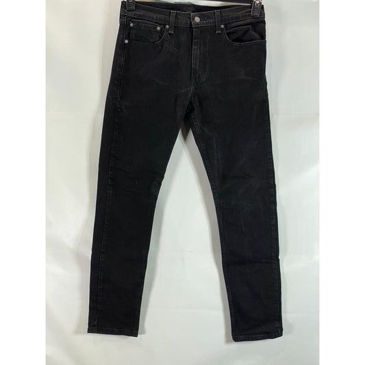 LEVI'S Men's Solid Black 512 Slim Tapered-Fit Stretch Five-Pocket Jeans SZ 33X32