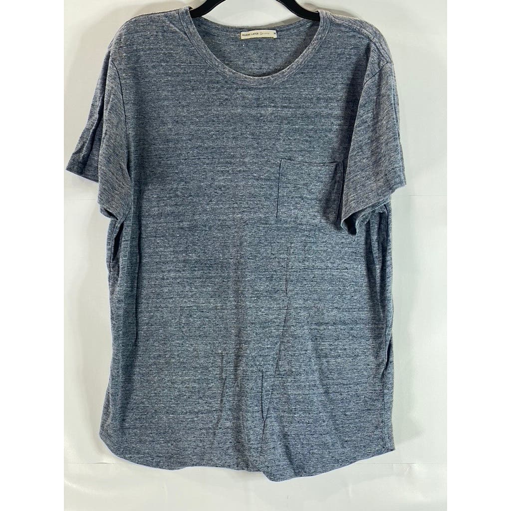 MARINE LAYER Men's Heather Blue Re-Spun Patch Pocket Short Sleeve T-Shirt SZ M
