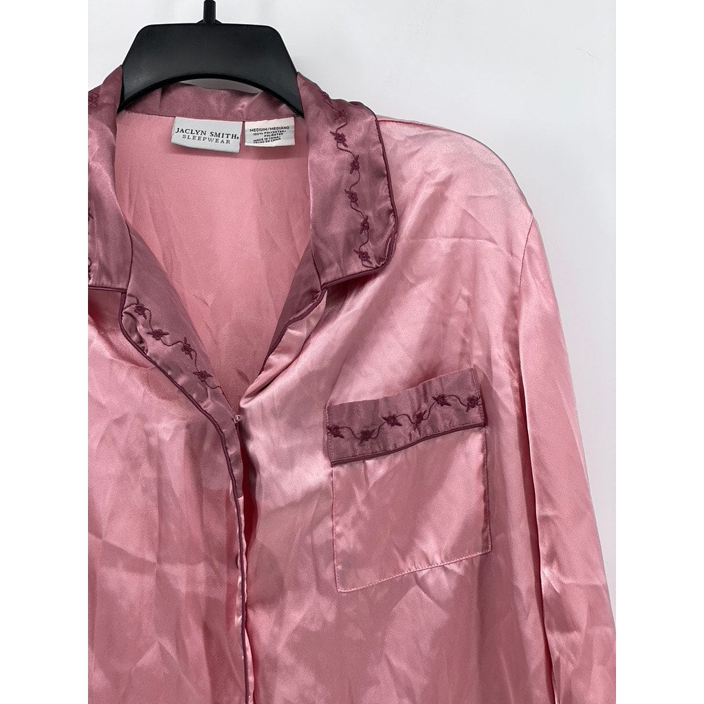 JACLYN SMITH Sleepwear Women's Silk Like Material Button Up Size Medium