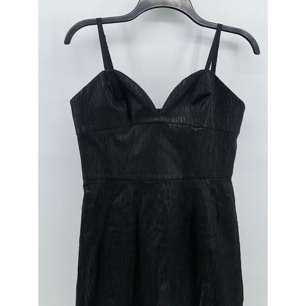 JAY GODFREY Women’s Black Animal Skin Print V-Neck Sheath Mini Dress SZ 8