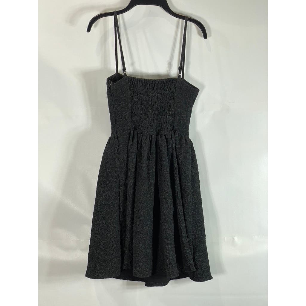 BAR III Women's Black Textured Sweetheart Neck Mini Fit & Flare Dress SZ XS