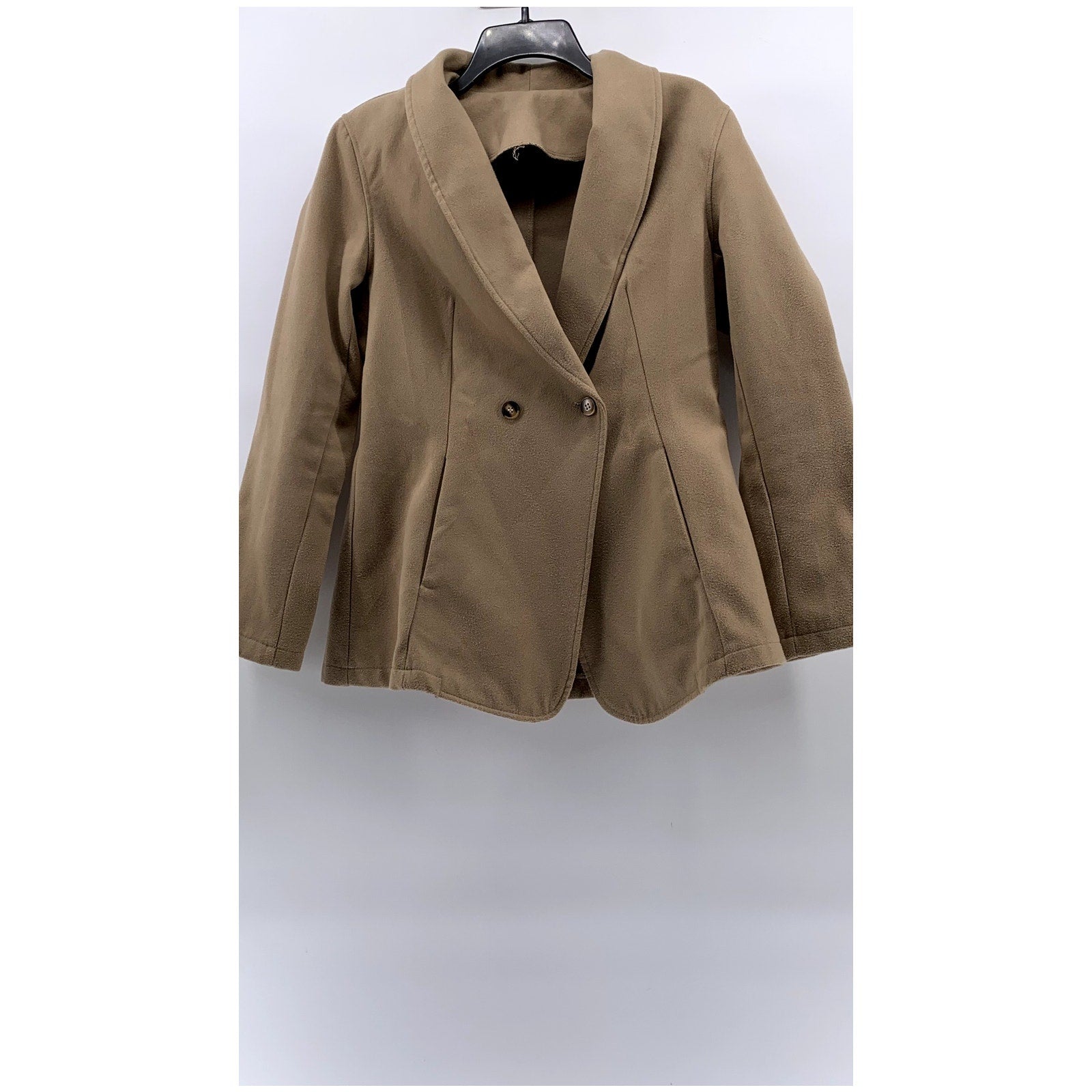 STYLEWE Women's Tan Regular-Fit Double-Button Long Sleeve Coat SZ S