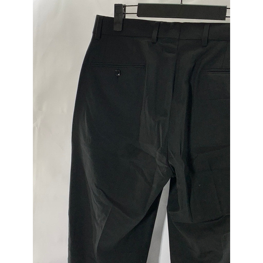 CALVIN KLEIN Men's Black Solid Slim-Fit Flat Front Dress Pants SZ 30X30