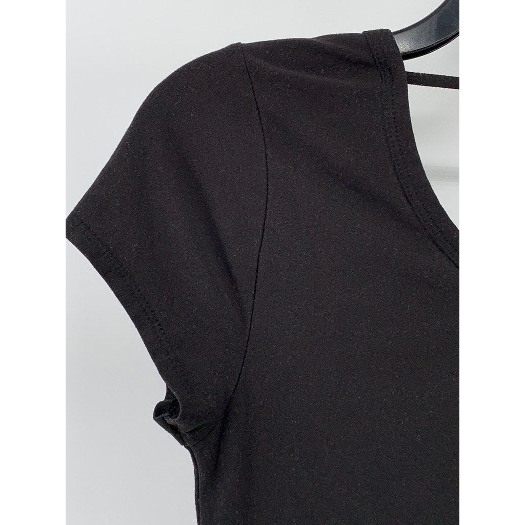 NO BOUNDARIES Women's Black Solid Scoop-Neck Short Sleeve Soft Knit Top SZ M