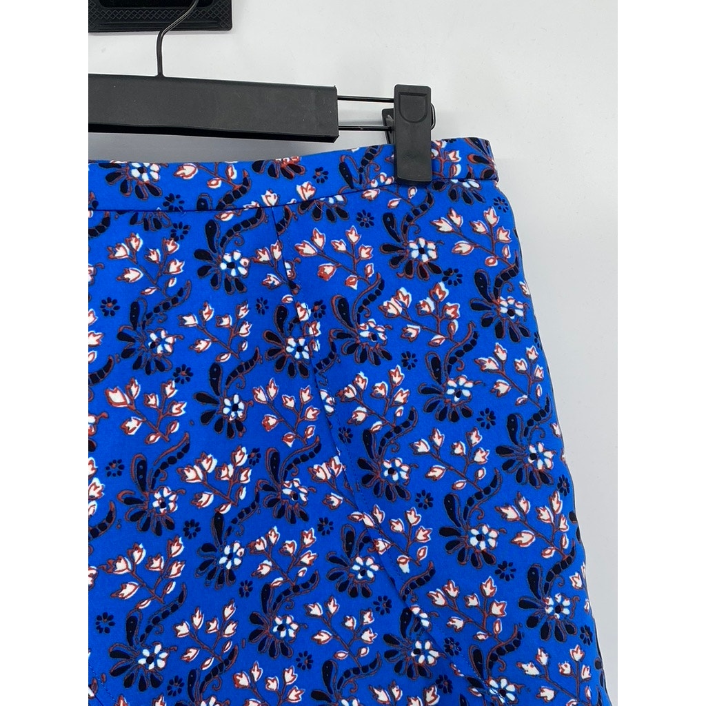 J.CREW Women's Blue Floral Ruffle-Hem Mini Skirt SZ 0