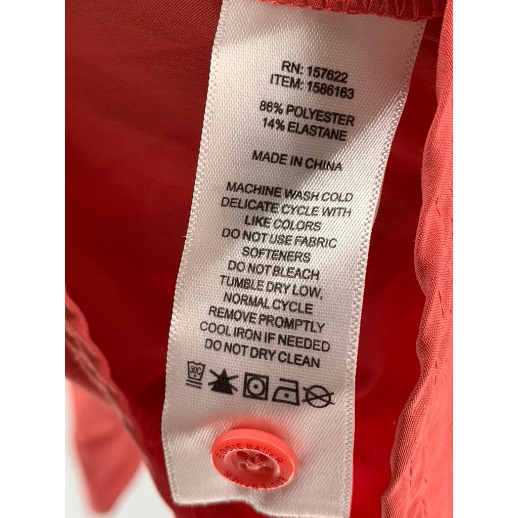 EDDIE BAUER Women's Red Classic-Fit Button-Up Long Sleeve Top SZ S