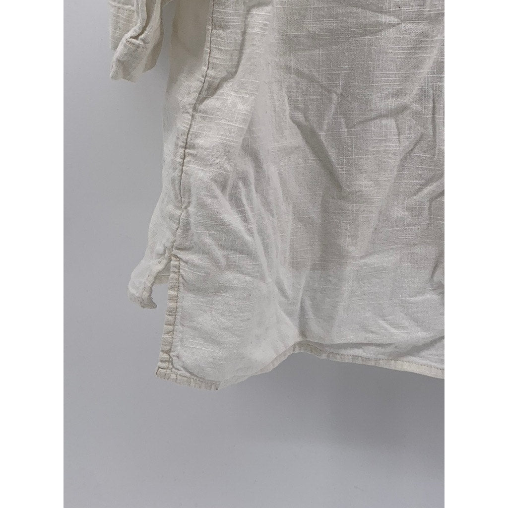BILLABONG Women's White Button-Up Short Sleeve Top SZ M