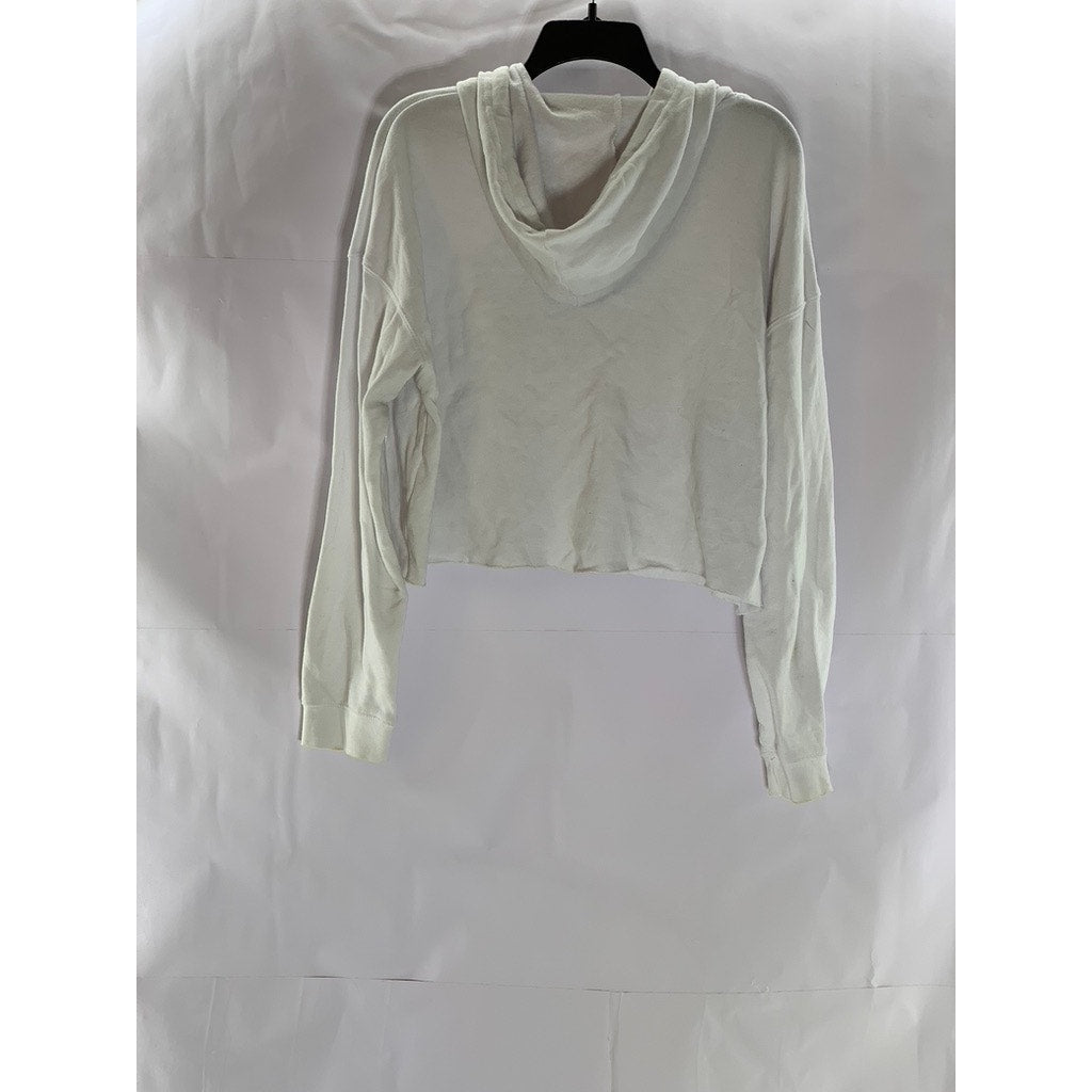 INDEPENDENT TRADING CO Women's White Okemo Custom Graphic Cropped Hoodie SZ L