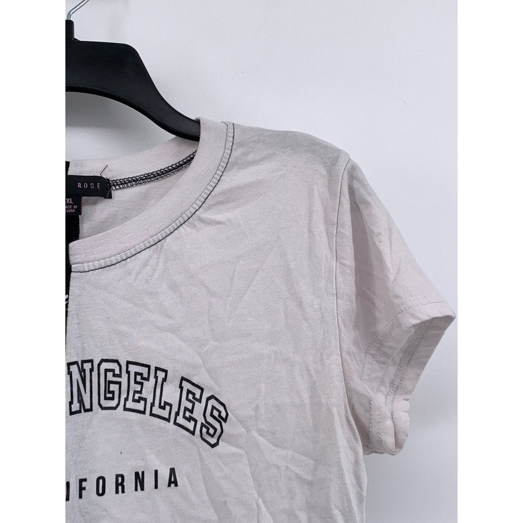 FADED ROSE Women's Black-White Color Block Short Sleeve Cropped Top SZ XL