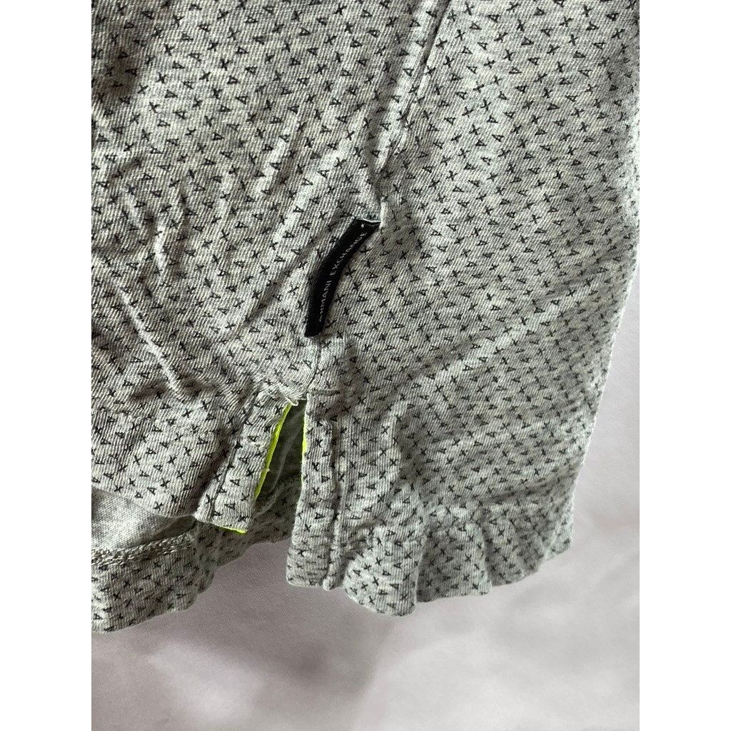 ARMANI EXCHANGE Men's Gray Micro Logo Short Sleeve Polo Shirt SZ L