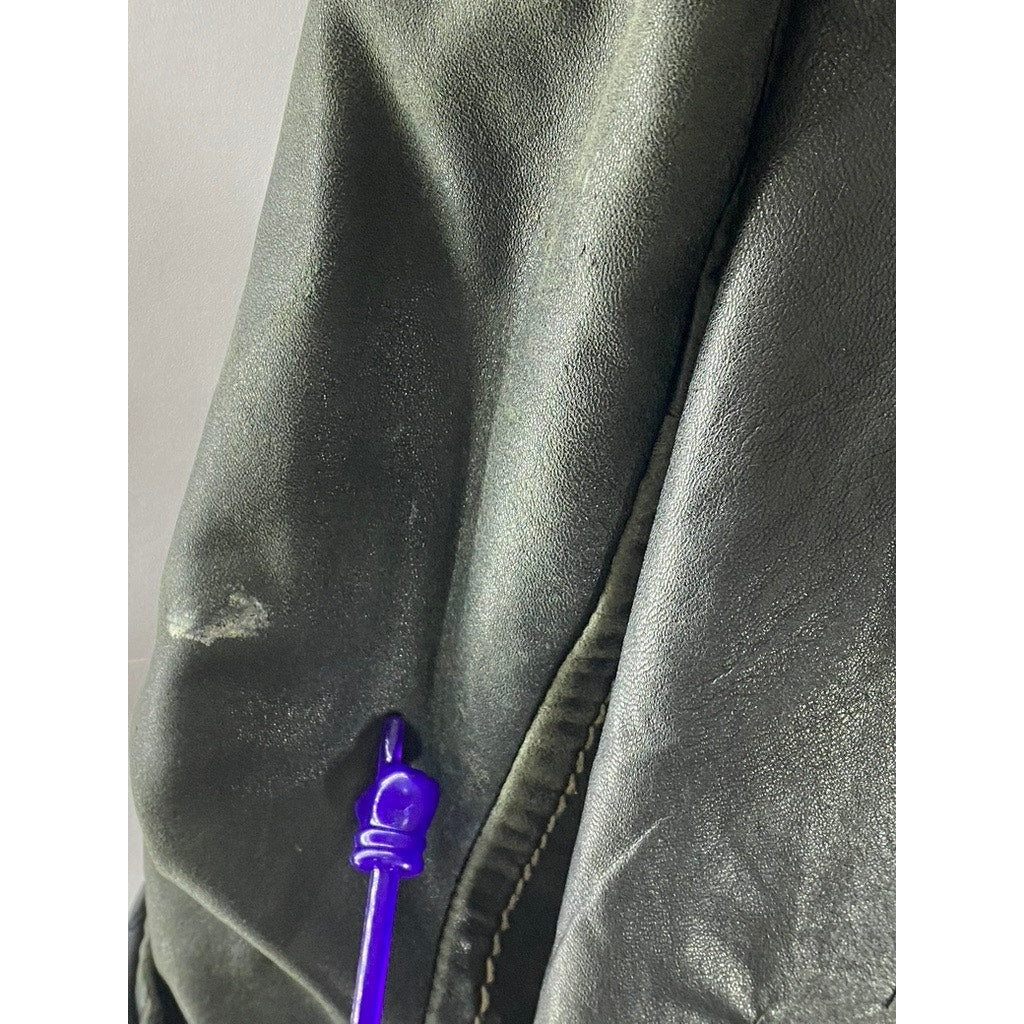 VINTAGE Men's Black Leather Zip-Up jacket SZ S