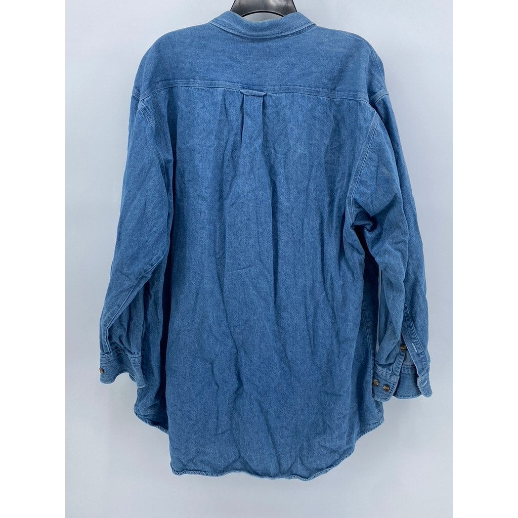 OUTRIGGER Men's Vintage Blue Denim Button-Up Long Sleeve Shirt SZ 2XL