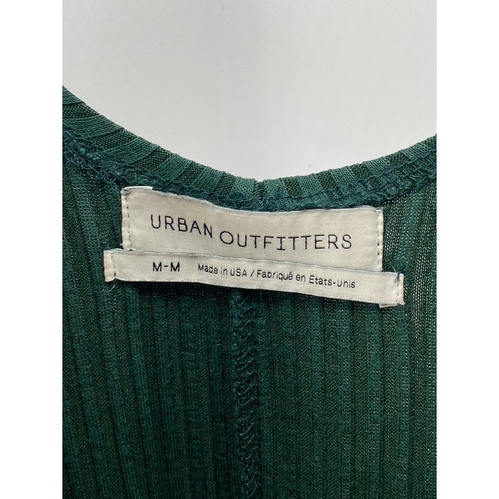 URBAN OUTFITTERS Women's Emerald Green Ribbed Scoop-Neck Knee Length Dress SZ M