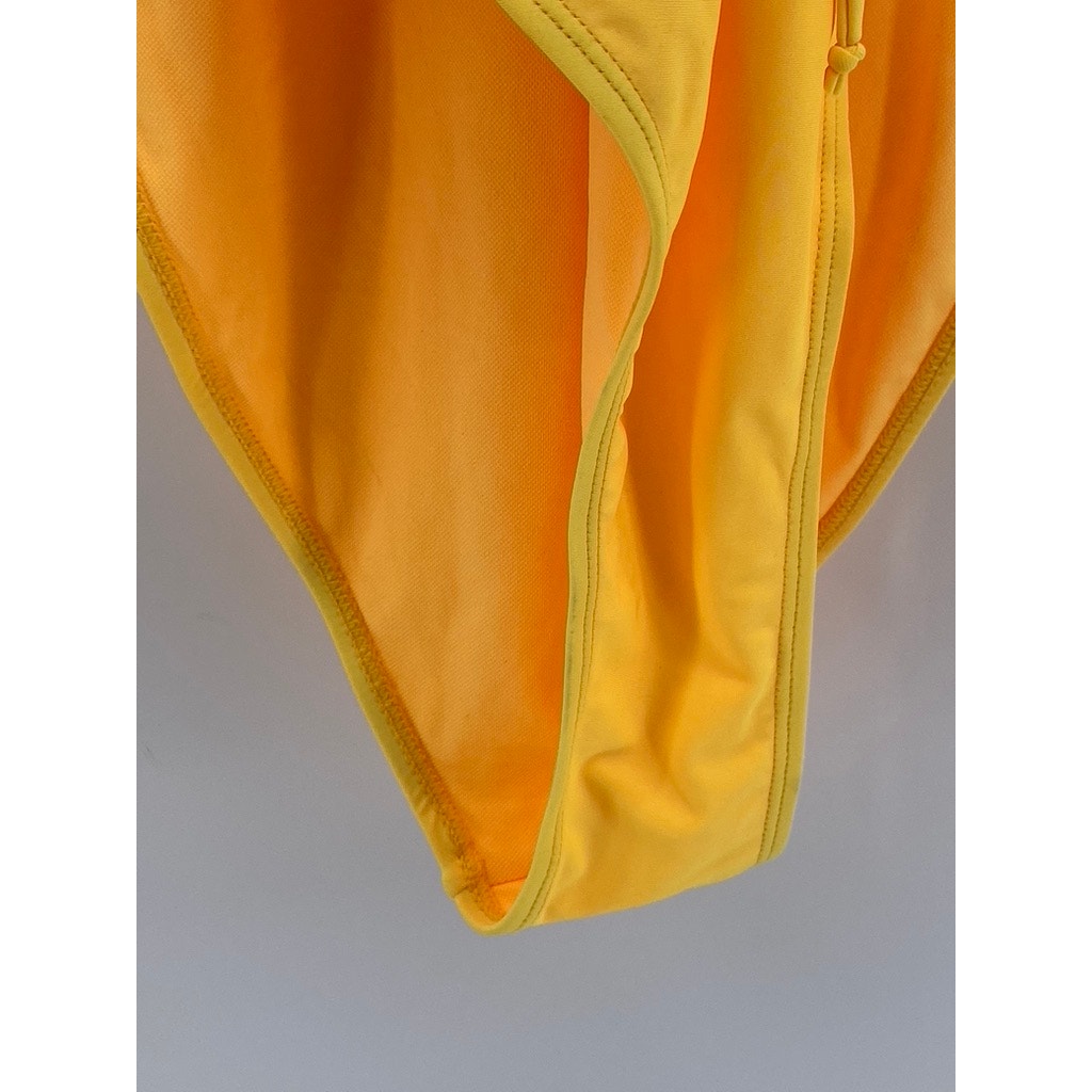 SHEKINI Women's Yellow Solid Lace-Up One-Piece Swimsuit SZ XL