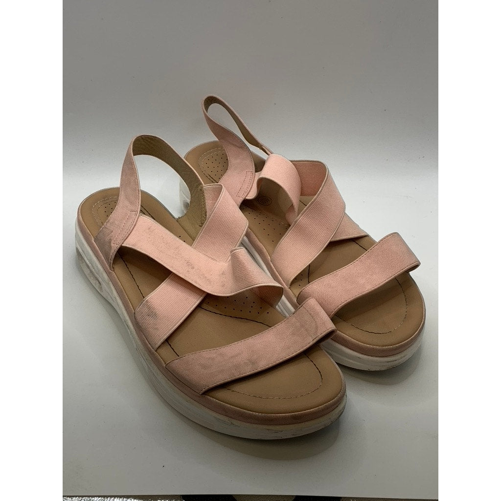 MY SOFT Women's Wide Pink Stretch Slingback Comfort Sandals SZ 10W