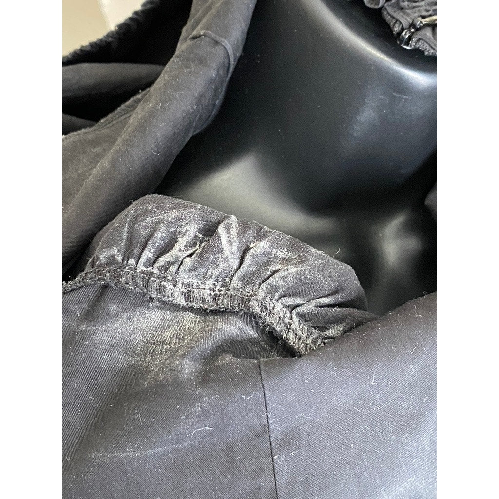 LINYI STUDIO Women's Black Solid Straight-Neck Puff-Sleeve A-Line Mini Dress SZL