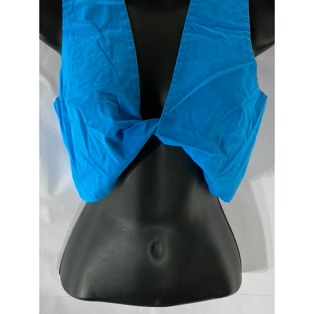 COMMENSE Women's Blue Twist-Front Open-Front Cropped Sleeveless Top SZ XS