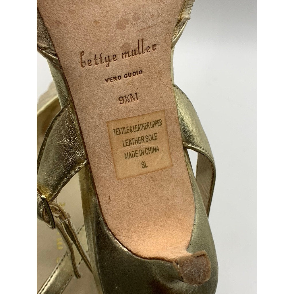 BETTYE MULLER Women's Beige Avenger Kitten Heel Ankle Strap Heels SZ 9.5