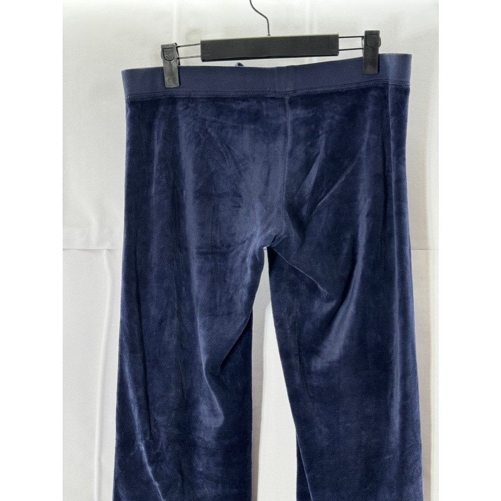 JUICY COUTURE Women's Vintage y2k Bootcut Flare Velour Navy Trackpant SZ S