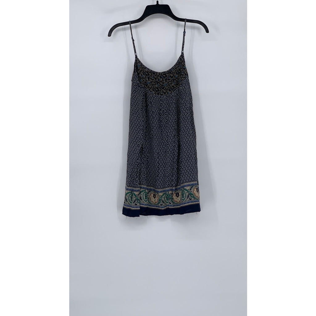 HONOLUA WAHINE Women’s Navy Printed Spaghetti Strap Scoop-Neck Mini Dress SZ S