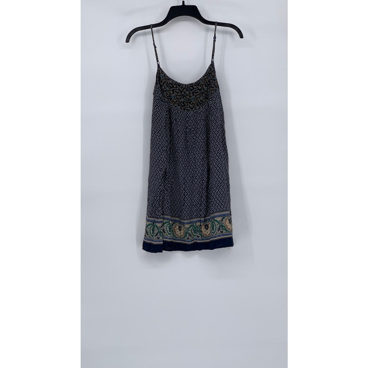 HONOLUA WAHINE Women’s Navy Printed Spaghetti Strap Scoop-Neck Mini Dress SZ S