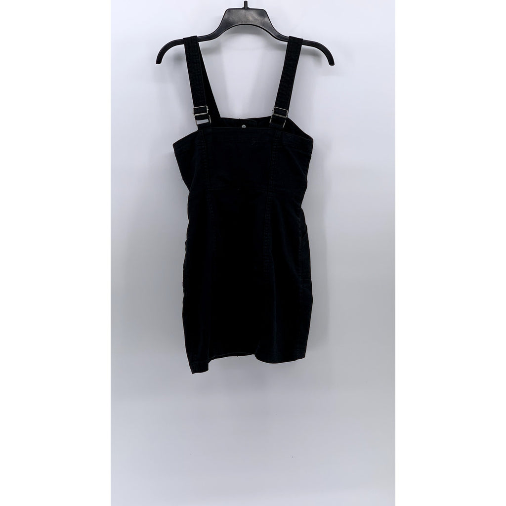 DIVIDED By H&M Women's Black Denim Straight-Neck Button-Up Mini Dress SZ 2