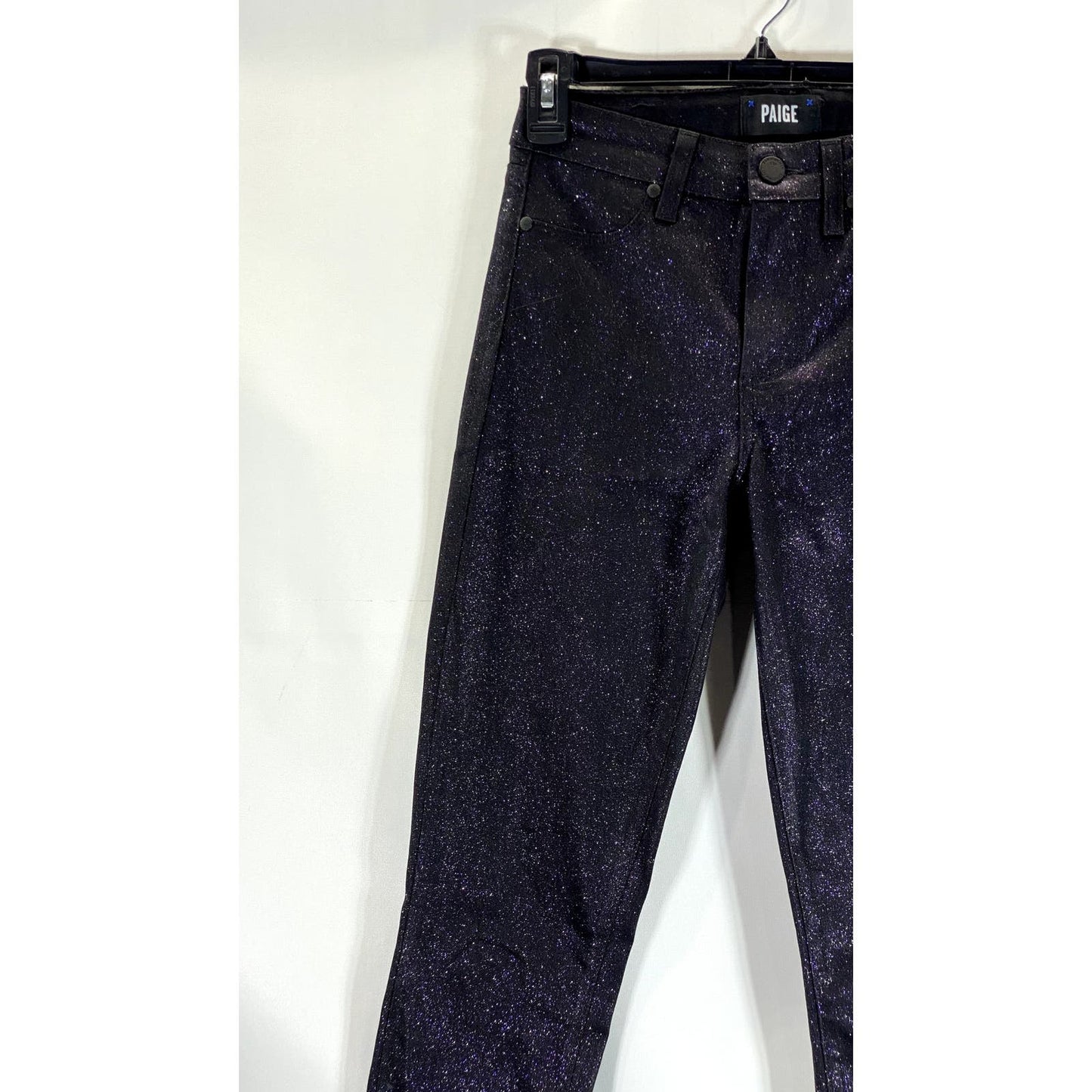 PAIGE Women's Night Violet Shimmer Hoxton High-Rise Ultra Skinny Jeans SZ 25