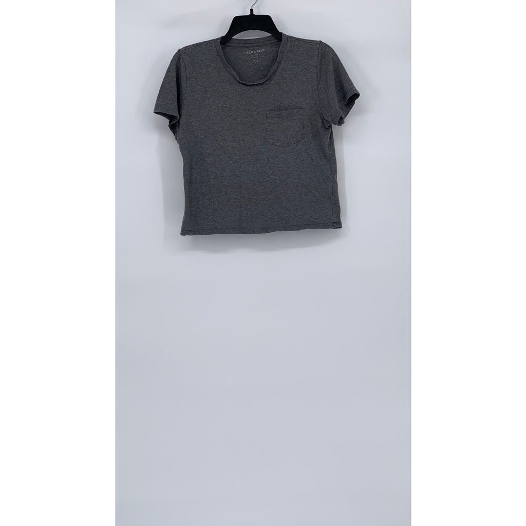 EVERLANE Women's Dark Gray The Box Crewneck Short Sleeve Cotton Top SZ S