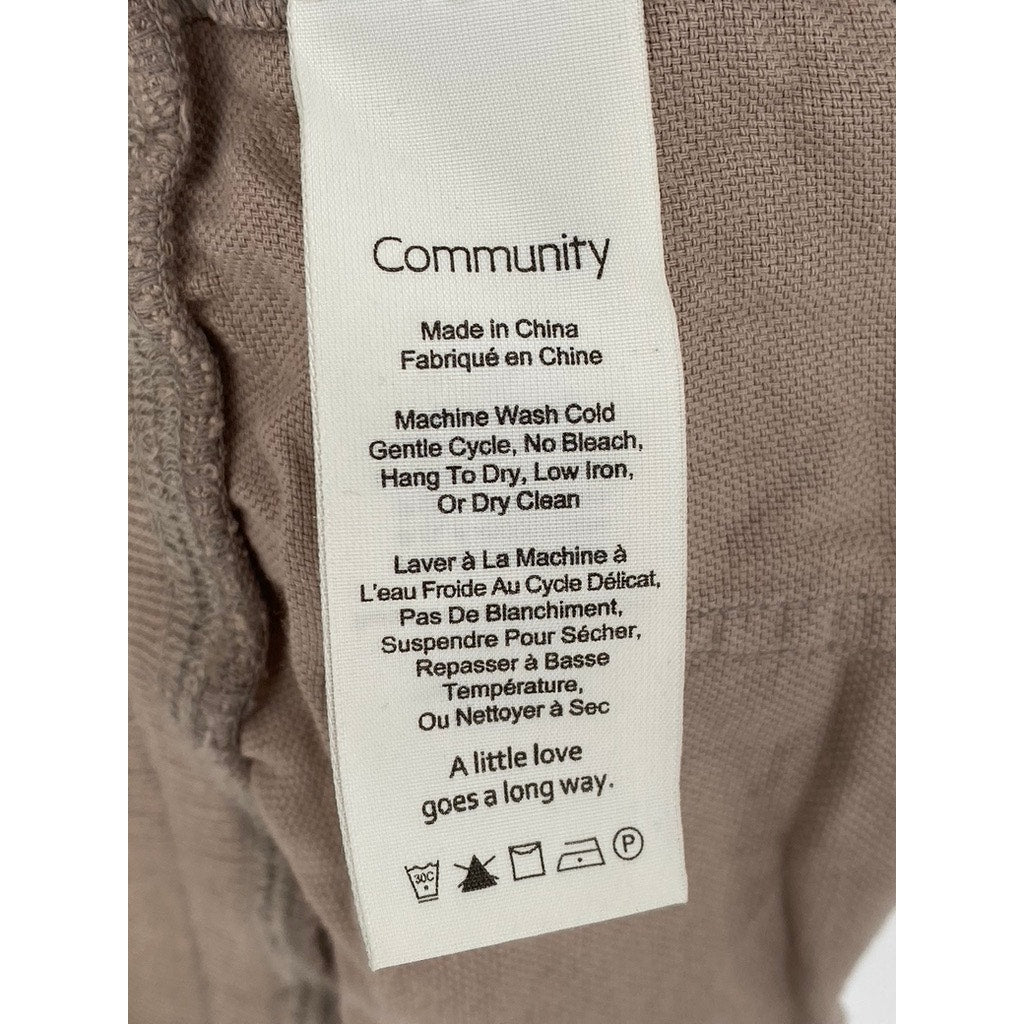 COMMUNITY Women's Light Brown Cotton Drawstring Waist Casual Lounge Shorts SZ S