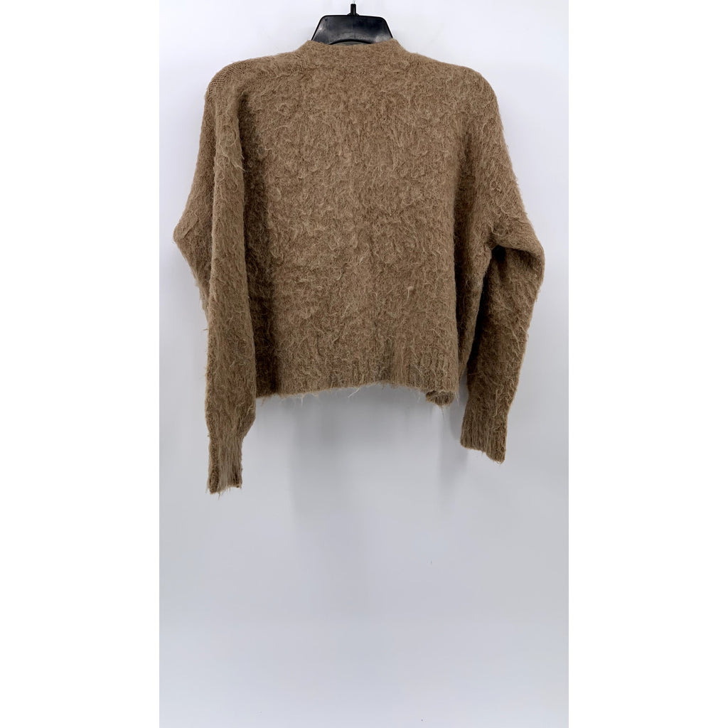 MADEWELL Women's Tan Heather Fawn Brushed Button-Up Cropped Cardigan SZ XS