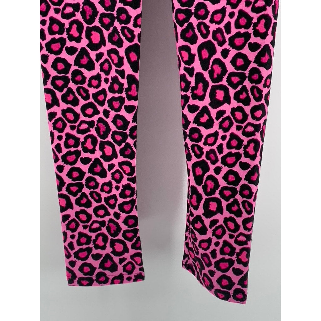 ART OF WHERE Women's Pink-Black Printed Ankle Leggings SZ S
